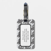 Fett modernes graues Hahnentrittmuster mit Monogra Gepäckanhänger (Rückseite vertikal)