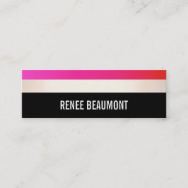 Fett Modernes Hot Pink und Schwarz Streifen Mini Visitenkarte