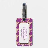 Fett modernes lila Hahnentrittmuster mit Monogramm Gepäckanhänger (Rückseite vertikal)