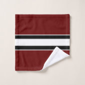Fett Modernes Maroon Strip Monogram Bath Handtuch  Badhandtuch Set (Waschlappen)