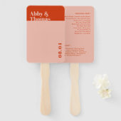 Fett Modernes Minimalistisches Orange Pink Hochzei Fächer (Vorne und Hinten)