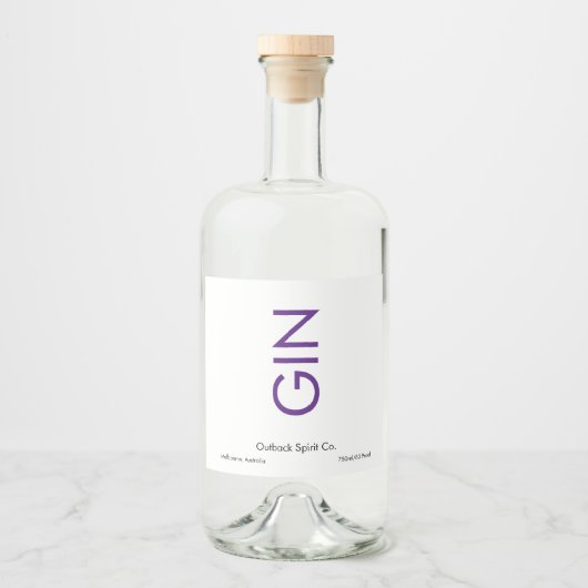 Fett Modernes Monogramm Gin Liquor Flasche Etikett (Vorderseite)