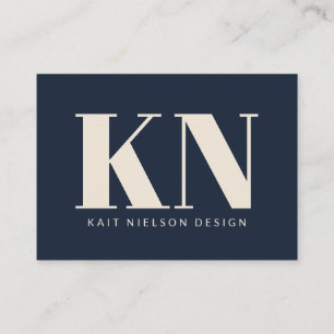 Fett modernes Monogramm Professional Navy Blau Visitenkarte