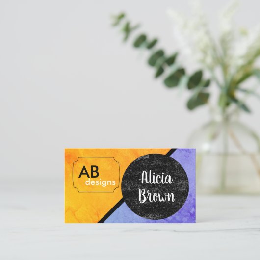 fett modernes orangefarbenes und blau geometrische visitenkarte (Stehend Vorderseite)