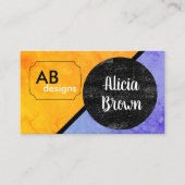 fett modernes orangefarbenes und blau geometrische visitenkarte (Vorderseite)