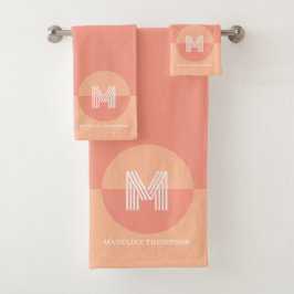 Fett Modernes Pfirsichrosa Geometrisches modernes  Badhandtuch Set