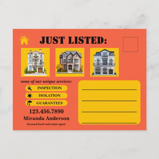 Fett Modernes Real Anwesen Listing Postkarte (Rückseite)
