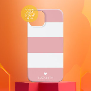 Fett Modernes, rosa gestreiftes Muster mit Herz Case-Mate iPhone Hülle