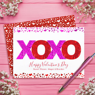 Fett Modernes rosa rotes XOXO Valentinstag-Skript Feiertagskarte
