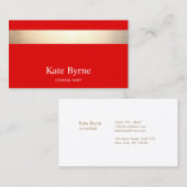 Fett Modernes rotes Gold gestreift Visitenkarte (Vorne/Hinten)