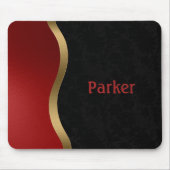 Fett Modernes Schwarzes Rot und Gold Mousepad (Vorne)