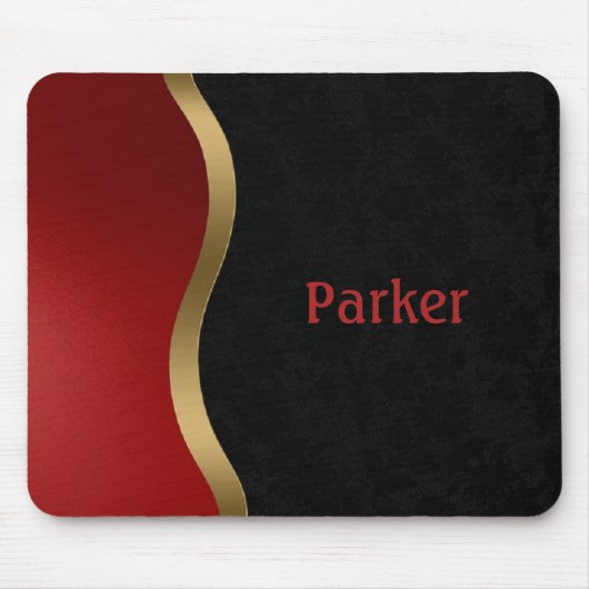 Fett Modernes Schwarzes Rot und Gold Mousepad (Vorne)