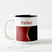 Fett Modernes Schwarzes Rot und Gold Zweifarbige Tasse (Links)