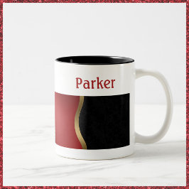 Fett Modernes Schwarzes Rot und Gold Zweifarbige Tasse