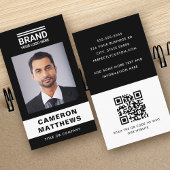Fett modernes Schwarzweiß-Foto-Logo QR-Code Visitenkarte