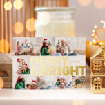 Fett Modernes Sechs-Foto Merry and Bright Gold Folien Feiertagskarte<br><div class="desc">Mit dieser einzigartigen und niedlichen, modernen 6-Foto-Urlaubskarte aus glänzender Goldfolie wünschen wir Ihnen herzliche Gastfreundschaft in dieser Urlaubssaison. Das einfache und minimalistische Design zeichnet sich durch boho-inspiriert Elemente in Goldfolie aus. Dieses Design feiert den festlichen Geist des Dezember und bringt jedem Anlass eine fröhliche und lustige Touch. Die goldenen saisonalen...</div>