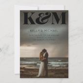 Fett Monogram Black Initials Modernes Foto Hochzei Save The Date (Vorderseite)