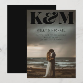 Fett Monogram Black Initials Modernes Foto Hochzei Save The Date