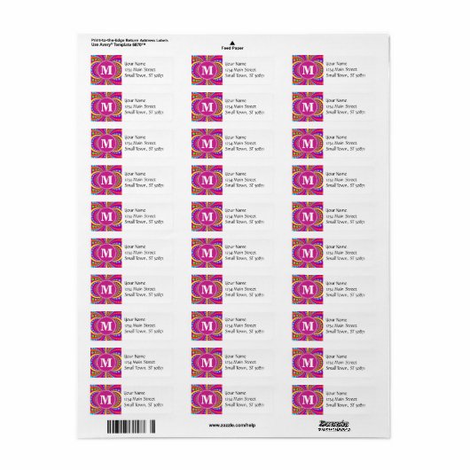 Fett Monogram Funky Muster Hot Pink Design (Vorne)