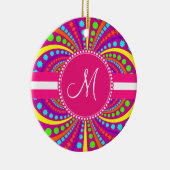 Fett Monogram Funky Muster Hot Pink Design Keramik Ornament (Rechts)