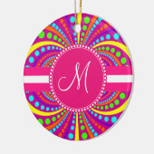 Fett Monogram Funky Muster Hot Pink Design Keramik Ornament (Links)