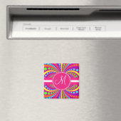 Fett Monogram Funky Muster Hot Pink Design Magnet (In Situ (Geschirrspüler))