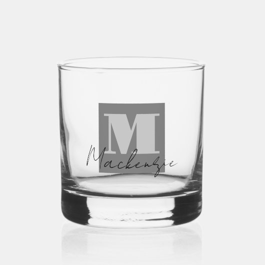 fett Monogram Initial Extravagant Script Custom Whiskyglas (Vorderseite)