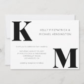 Fett Monogram Initials Minimal QR Code Hochzeit Einladung (Vorderseite)