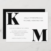 Fett Monogram Initials Minimal QR Code Hochzeit Einladung (Vorne/Hinten)