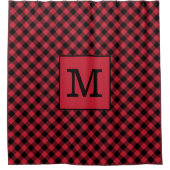 Fett Monogram Red and Black Buffalo Karo Pattern Duschvorhang (Vorderseite)