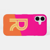 Fett Monogramm Hellrosa Orange iPhone 16 Hülle (Rückseite (Horizontal))