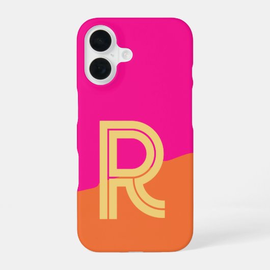 Fett Monogramm Hellrosa Orange iPhone 16 Hülle (Rückseite)