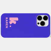 Fett monogramm Initial und Name blau pink Case-Mate iPhone Hülle (Rückseite (Horizontal))