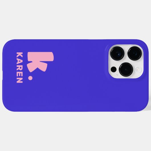 Fett monogramm Initial und Name blau pink Case-Mate iPhone Hülle (Rückseite (Horizontal))