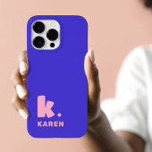 Fett monogramm Initial und Name blau pink iPhone Hülle