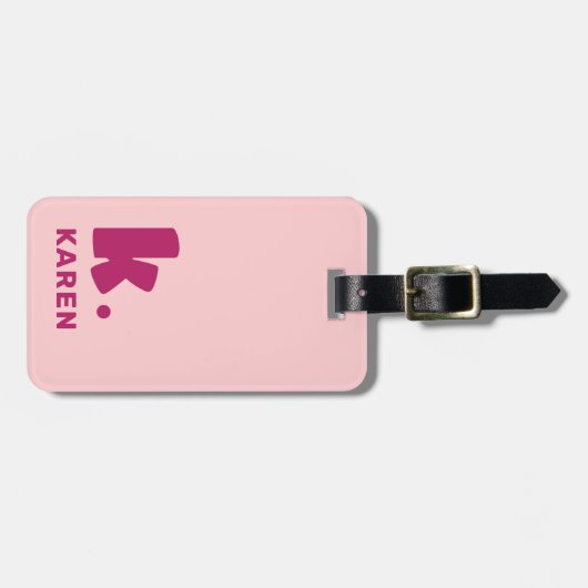 Fett Monogramm Initial und Name Rosa Bordeaux Gepäckanhänger (Vorderseite horizontal)