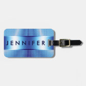Fett Monogramm, Metallisches blaues Muster, Design Gepäckanhänger (Vorderseite horizontal)