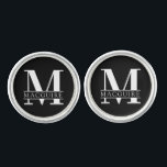 Fett Monogramm mit Name | Schwarz Manschetten Knöpfe<br><div class="desc">Ein einzigartiges Monogramm-Cofflink mit Ihrem einzigartigen Monogramm-Buchstaben und Namen.</div>