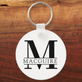 Fett Monogramm mit Name | weiß Schlüsselanhänger (Vorderseite)