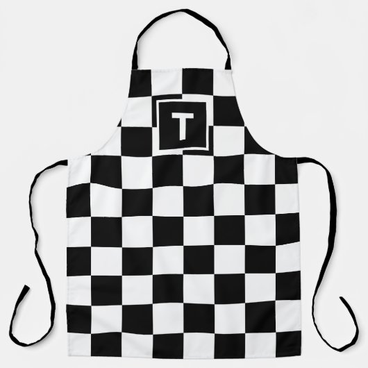 Fett Monogramm Schwarz-weißes Prüfmuster Schürze (Vorderseite)