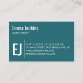 Fett Monogramm Türkis mit Golddetails Visitenkarte (Rückseite)