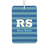 Fett Monogramm und Name, Aquamarine Linien auf Dee Autolufterfrischer (Rückseite)