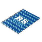 Fett Monogramm und Name, Aquamarine Linien auf Dee Notizblock (Linke Seite)