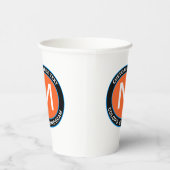 Fett Monogramm und Text | Schwarz-weiß Orange & Bl Pappbecher (Rechts)