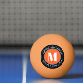 Fett Monogramm und Text | Schwarz-weiß Orange & Bl Tischtennisball (Netto)