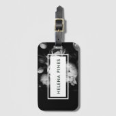 Fett moody Painterly Blume Black and White Gepäckanhänger (Vorderseite Vertikal)