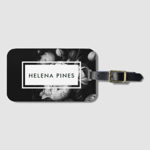 Fett moody Painterly Blume Black and White Gepäckanhänger