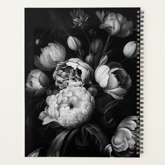 Fett moody Painterly Blume Black and White Planer (Rückseite)