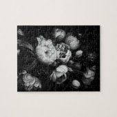 Fett moody Painterly Blume Black and White Puzzle (Horizontal)