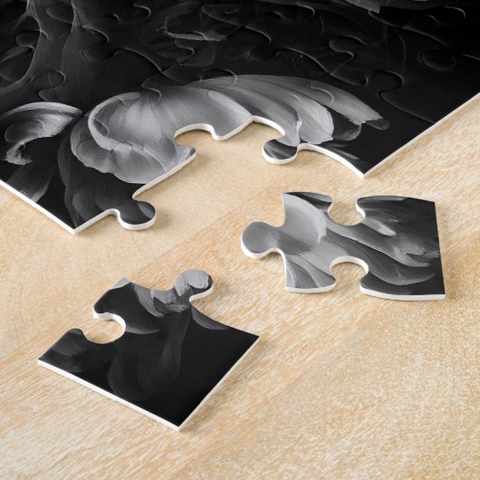 Fett moody Painterly Blume Black and White Puzzle (Seite)